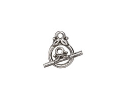 Mykonos Antique Silver (plated) Olive Leaf Toggle Clasp 10x14mm, Bar 15mm