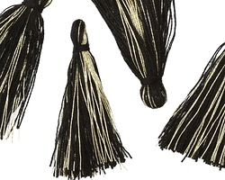 Jet w/ Metallic Gold Thread Tassel 30mm
