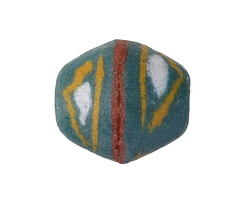 African Green Turquoise w/ Diamond Print Powder Glass (Krobo) Bead 24-25mm