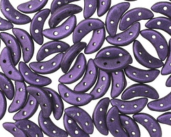 CzechMates Glass Metallic Suede Purple 2-Hole Crescent 4x10mm