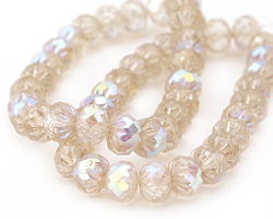 Czech Glass Crystal Clear AB w/ Mercury Glass Finish Cruller 7x9mm
