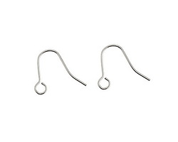 Silver (plated) Plain Earwire w/ Loop 9x12mm