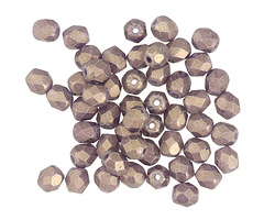 Czech Glass Sueded Gold Tanzanite Fire Polished Round 4mm