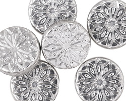 Czech Glass Silver Origami Flower Coin 18mm