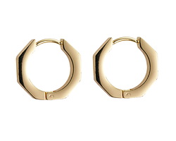 18K Gold (plated) Stainless Steel Angled Hinged Hoops 17mm