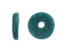 African Sand Cast Powder Glass (Krobo) Peacock Disc Bead 17-18mm