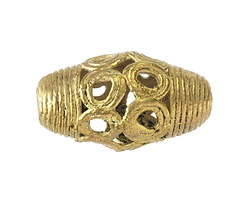 African Brass (Ghana) Rice w/ Circles 29-33x16-18mm