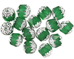 Czech Glass Emerald w/ Silver Lantern 8mm