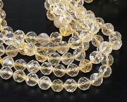 Citrine (A) Microfaceted Round 8mm Beads