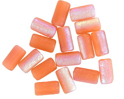 Czech Glass Textured Peach AB Tube 9x5mm