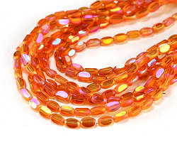 Tangerine Crystal w/ Golden AB Faceted Rice 6x4mm