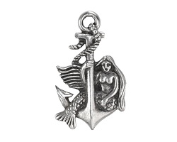 Mykonos Antique Silver (plated) Mermaid & Anchor Focal 28x47mm