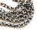 Tibetan (Dzi) Agate Black & White Patterned Faceted Round 8mm