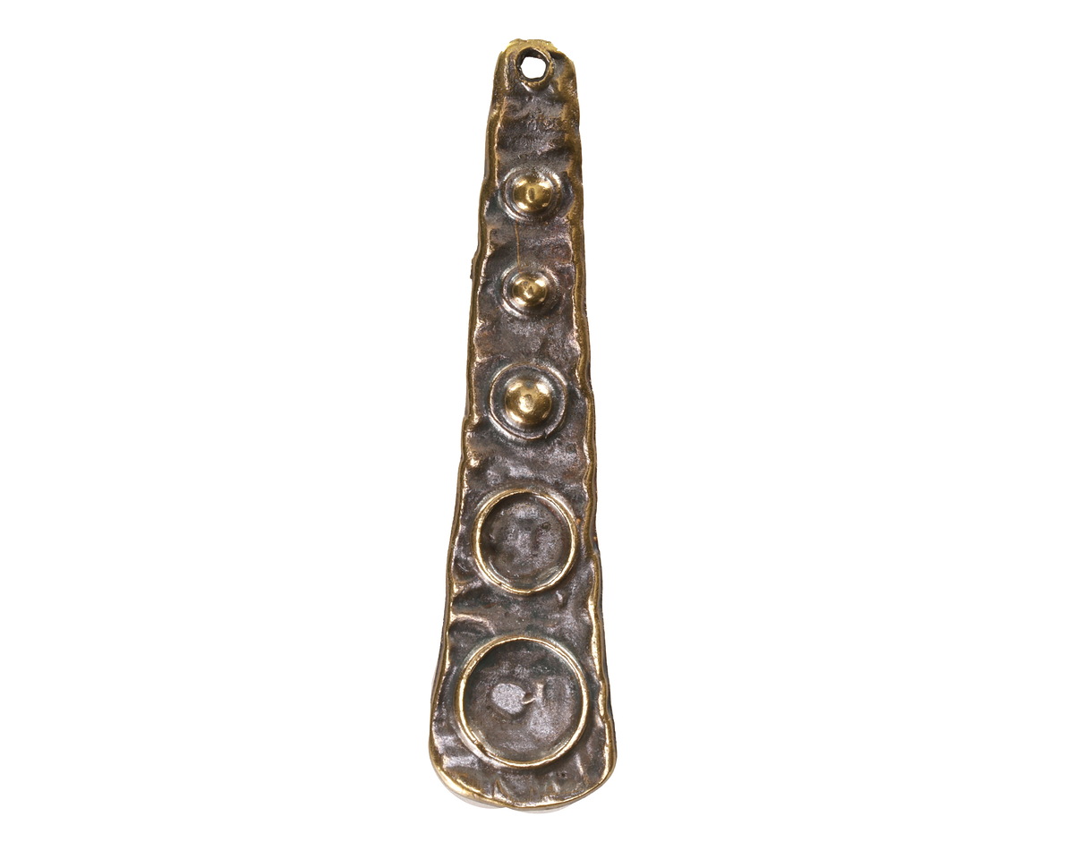Mykonos Antique Brass (plated) Long Graduated Circle Drop Focal 8x53mm