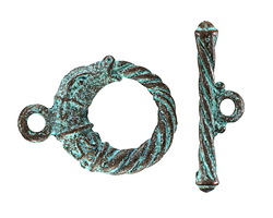 Mykonos Copper (plated) Patina Dragon Toggle Clasp 21x28mm, 32mm Bar