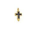 24K Gold (plated) Charcoal Pearl Enamel Cross Focal 9x17mm
