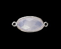 Blue Rose Quartz Faceted Puff Oval Link w/ Silver Finish Bezel 12x20mm