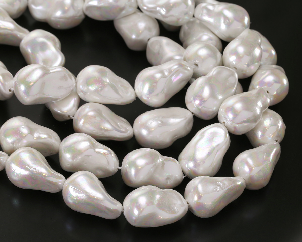 Pearly White Baroque Style Shell Pearl 23x14mm