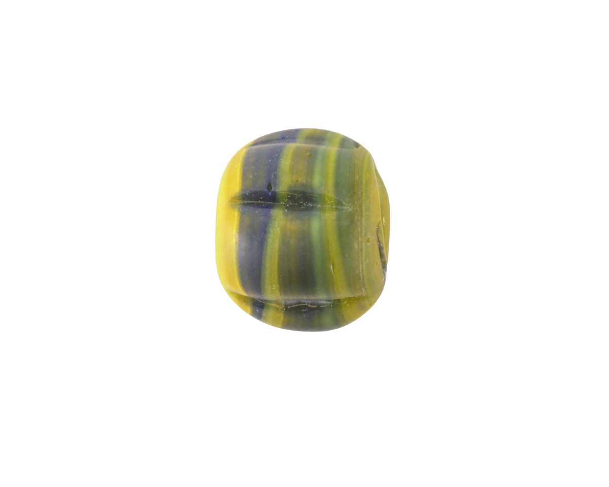 African Glass (Tanzania) Chartreuse w/ Black Melon 10-11x15mm