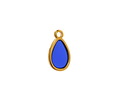 24K Gold (Plated) Transparent Cobalt Blue Resin Drop Focal 8x15mm