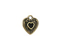 TierraCast Antique Brass (plated) Jet Enamel Heart in Heart Shaped Focal 12.5x14mm