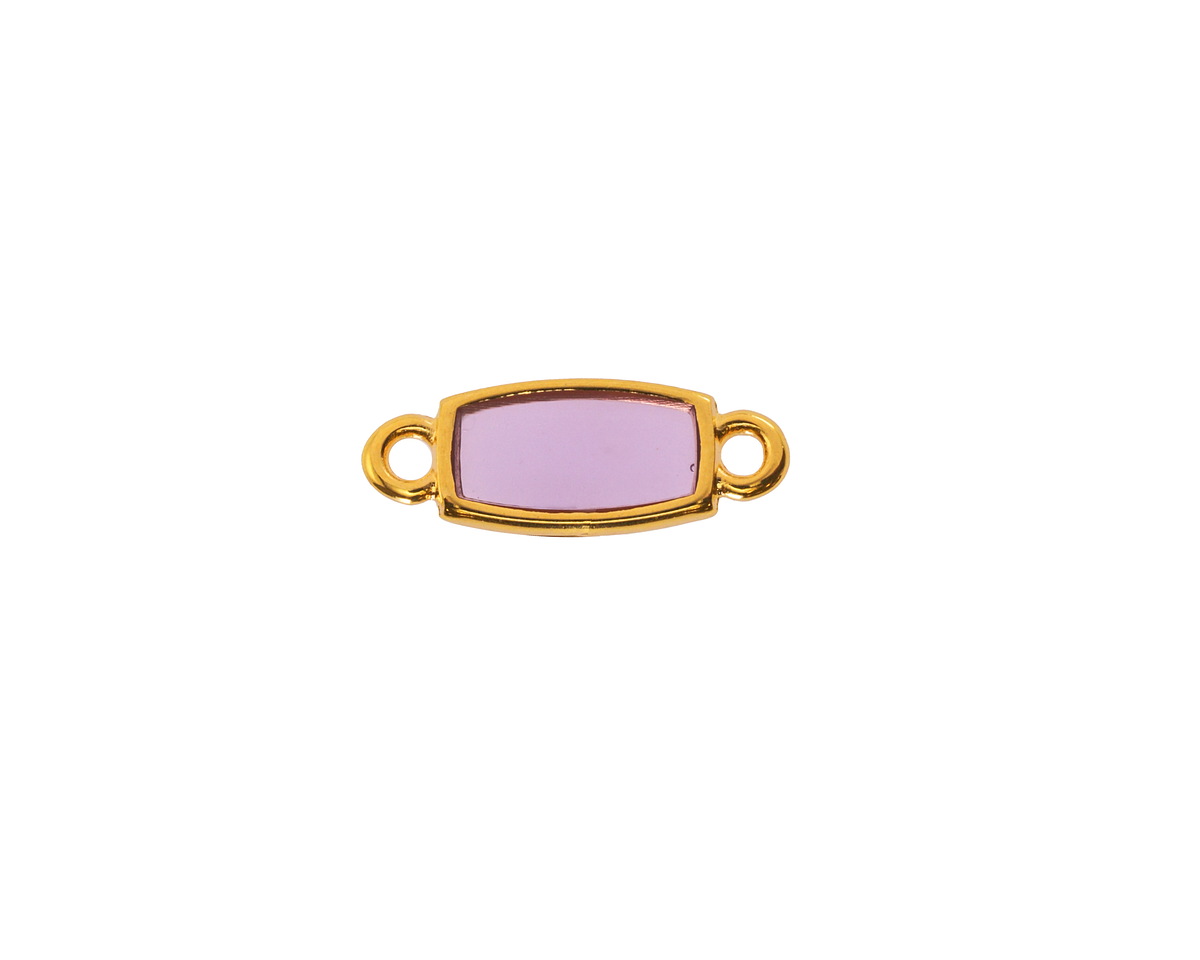 24K Gold (Plated) Transparent Lilac Resin Rectangle Focal Link 16x6mm