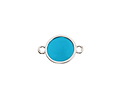 Silver (plated) Transparent Turquoise Resin Round Focal Link 12x17mm