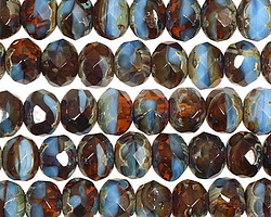 Czech Glass Blueberry Muffin Fire Polished Rondelle 6x9mm