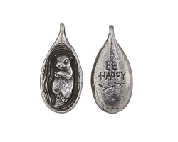 Green Girl Pewter Otter "Be Happy" Pendant 16x35mm