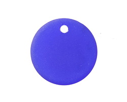 Royal Blue Beach-Style Glass Flat Coin Pendant 25mm