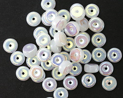 Czech Glass White w/ AB Heishi 3x6mm
