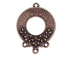 TierraCast Antique Copper (plated) Blossom Pendant w/ 3 Loops 25x34mm