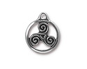 TierraCast Antique Silver (plated) Small Triskele Charm 15x19mm