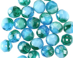 Czech Glass Aquamarine Waters Fire Polished Round 8mm