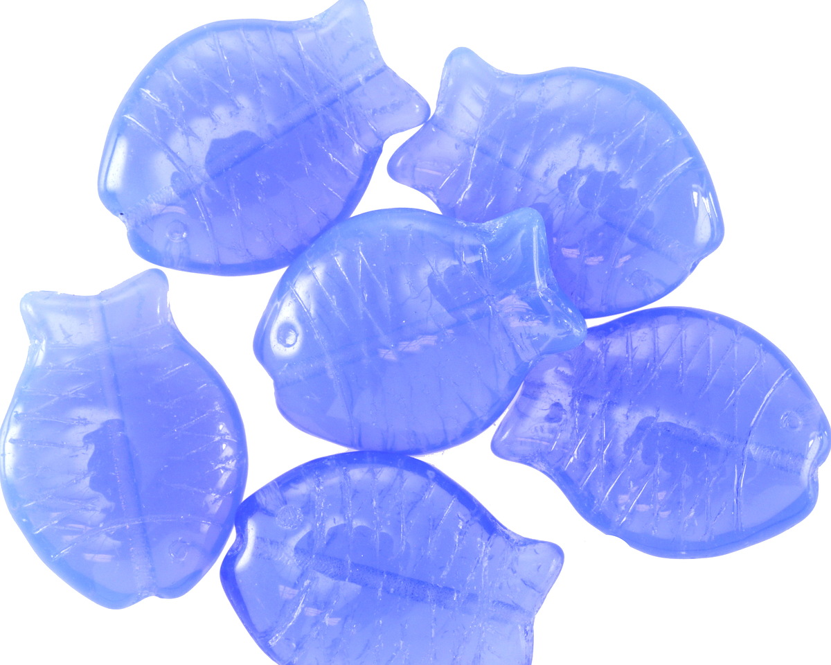 Czech Glass Multi Blue Opal Sunfish 24x18mm