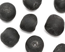 African Recycled Glass Jet Tumbled Round 10-14mm