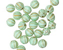 Czech Glass Mint Green w/ Gold Melon Round 6mm