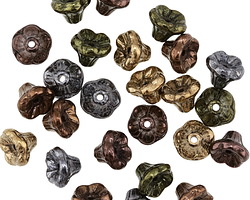 Czech Glass Autumn Metallics Bellflower 5x7mm