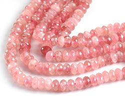 Madagascar Rose Quartz Microfaceted Rondelle 5x8mm