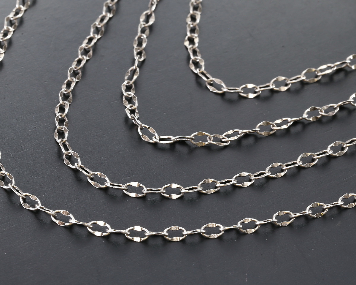 Antique Silver (plated) Half Flat Delicate Cable Chain, 50m Spool