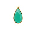 24K Gold (Plated) Transparent Emerald Resin Drop Focal 13x23mm