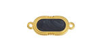 24K Gold (plated) Jet Pearl Enamel Oval Focal Link 23x10mm