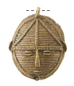 African Brass Baule Tribe Mask Pendant 42x48mm