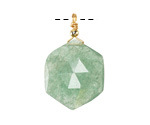 Green Strawberry Quartz w/ Gold Finish Faceted Hexagon Wire Wrapped Pendant 20x25mm