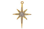 24K Gold (plated) w/ Silver Glitter in Resin Bethlehem Star Pendant 21x30mm