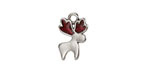 Antique Silver (plated) Cherry Red Enamel w/ Glitter Reindeer Pendant 10x16mm