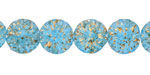 Czech Glass Gilded Aqua Dahlia Coin 14mm