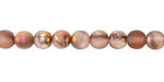 Czech Glass Textured Rosaline w/ Copper Rainbow Finish Round Druk 6mm