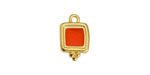 24K Gold (plated) Hyacinth Enamel Beaded Square Focal 10x16mm