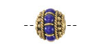 Nepalese Brass Ropes & Dots w/ Lapis Dots Rondelle 15x17-18mm